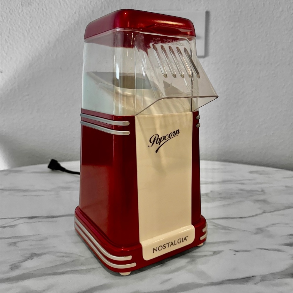 Nostalgia Hot-Air Popcorn Maker, 8 Cups | Retro Red | Oil-Free